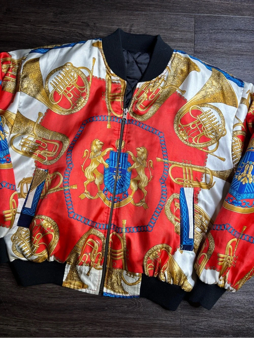 Vintage Y2K Versace AOP Style Reversible Bomber Jacket
